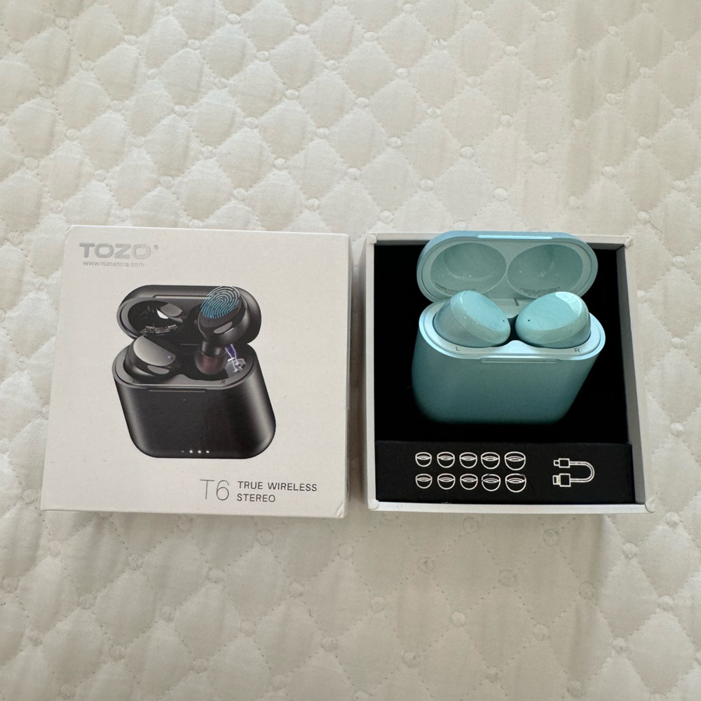 Brand new TOZO wireless Bluetooth earbuds light blue